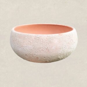 White Sandblasted Round Terracotta Pot
