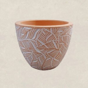 Terracotta Pot With Leaf Motifs