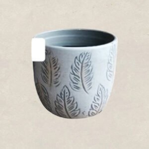 Ovoid Terracotta Pot With Leaf Motifs