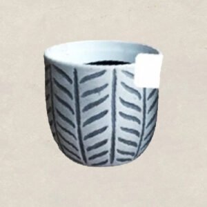 Cement Pots With Leaf Motifs
