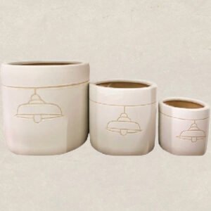 White Cylindrical Terracotta Pot